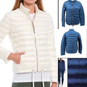 Antonio Melani Blue Down Venture Drawstring Hem Zipper Puffer Jacket. Packable L